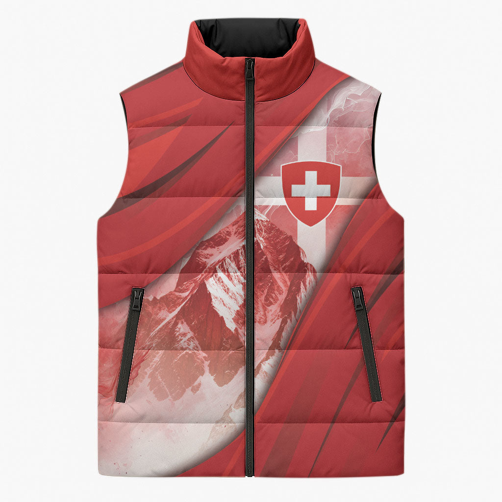 Custom Switzerland Football Sleeveless Puffer Jacket Matterhorn Snow Shield