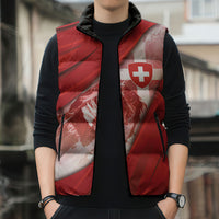 Custom Switzerland Football Sleeveless Puffer Jacket Matterhorn Snow Shield