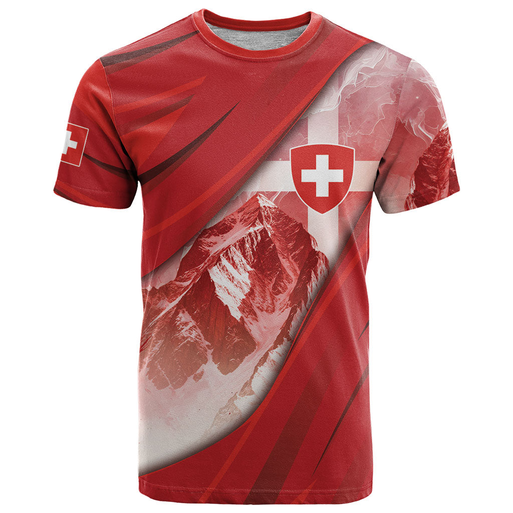 Custom Switzerland Football T Shirt Matterhorn Snow Shield