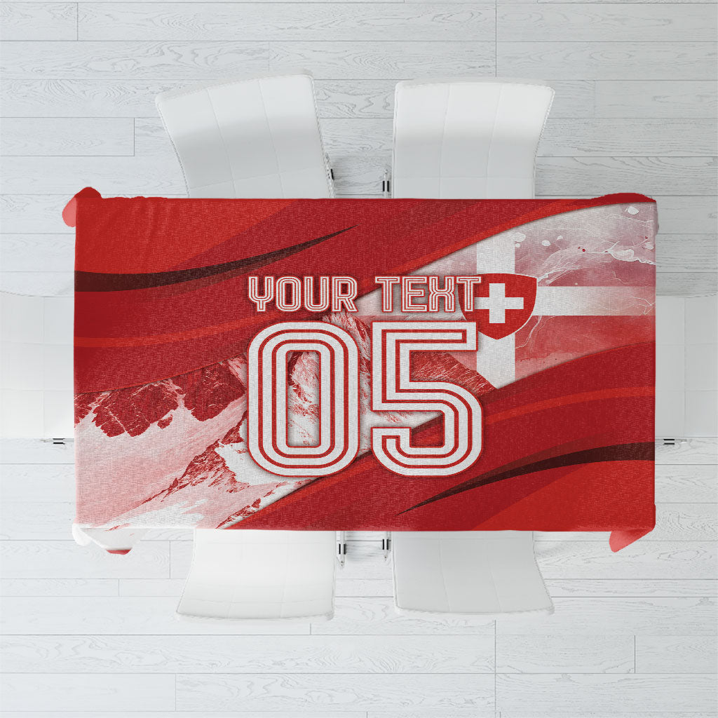 Custom Switzerland Football Tablecloth Matterhorn Snow Shield