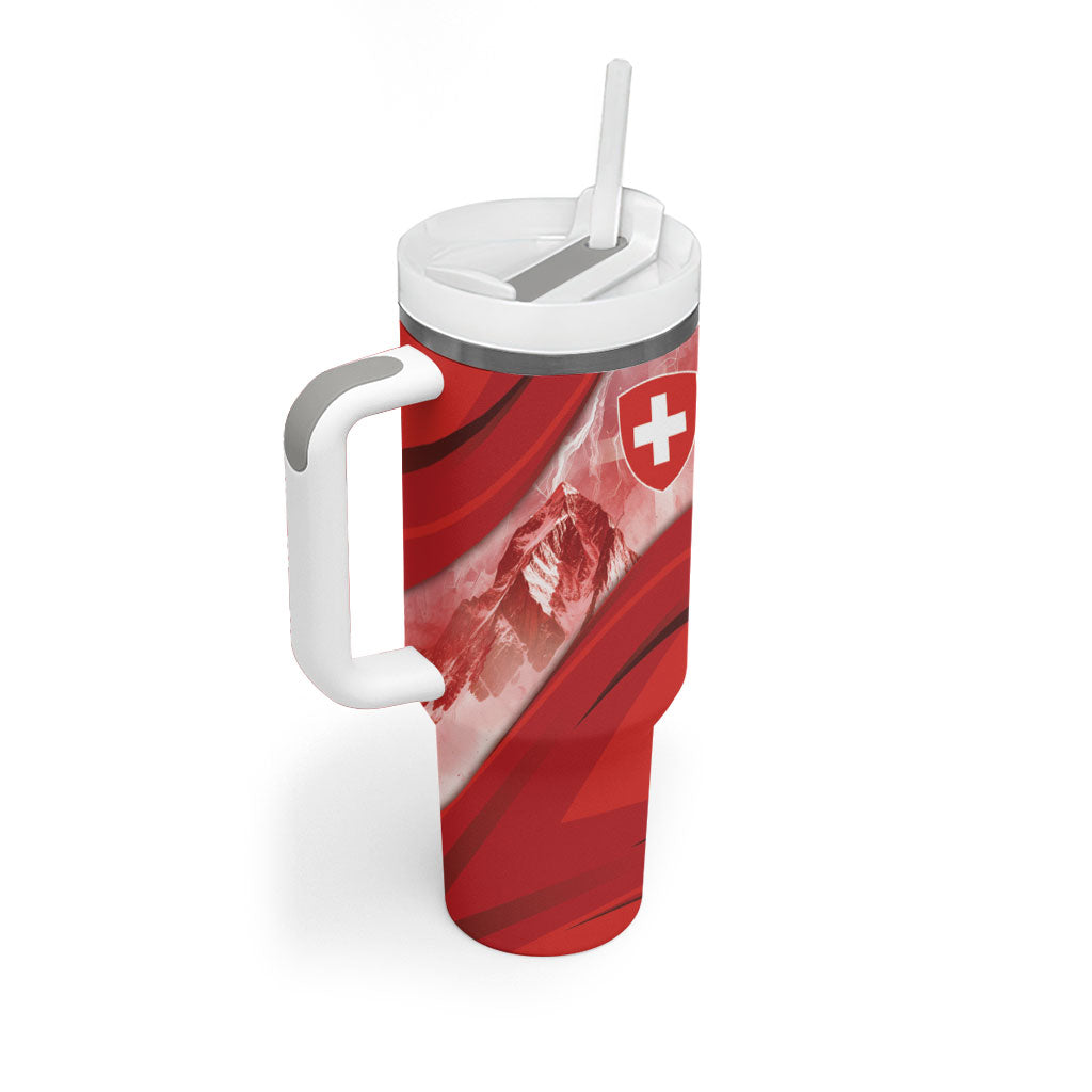 Custom Switzerland Football Tumbler With Handle Matterhorn Snow Shield