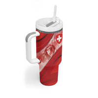Custom Switzerland Football Tumbler With Handle Matterhorn Snow Shield