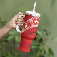 Custom Switzerland Football Tumbler With Handle Matterhorn Snow Shield