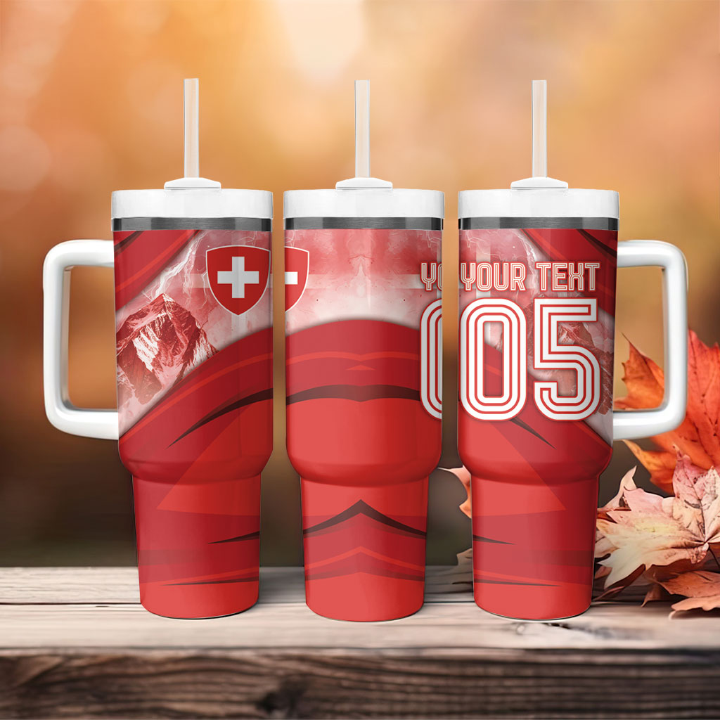 Custom Switzerland Football Tumbler With Handle Matterhorn Snow Shield