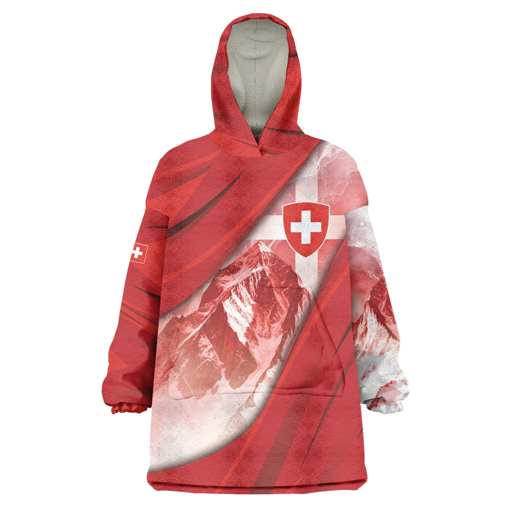Custom Switzerland Football Wearable Blanket Hoodie Matterhorn Snow Shield