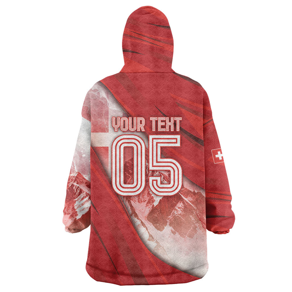 Custom Switzerland Football Wearable Blanket Hoodie Matterhorn Snow Shield