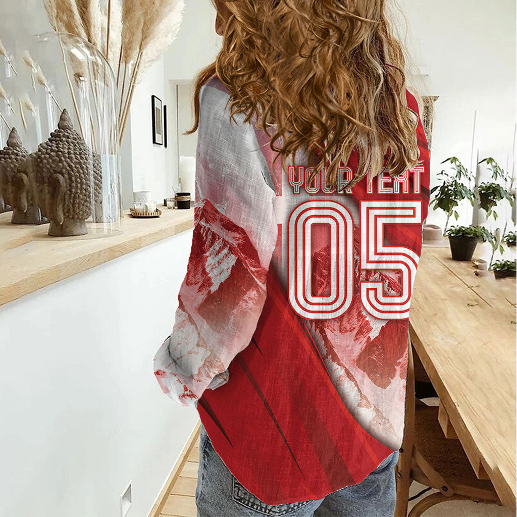 Custom Switzerland Football Women Casual Shirt Matterhorn Snow Shield