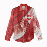 Custom Switzerland Football Women Casual Shirt Matterhorn Snow Shield