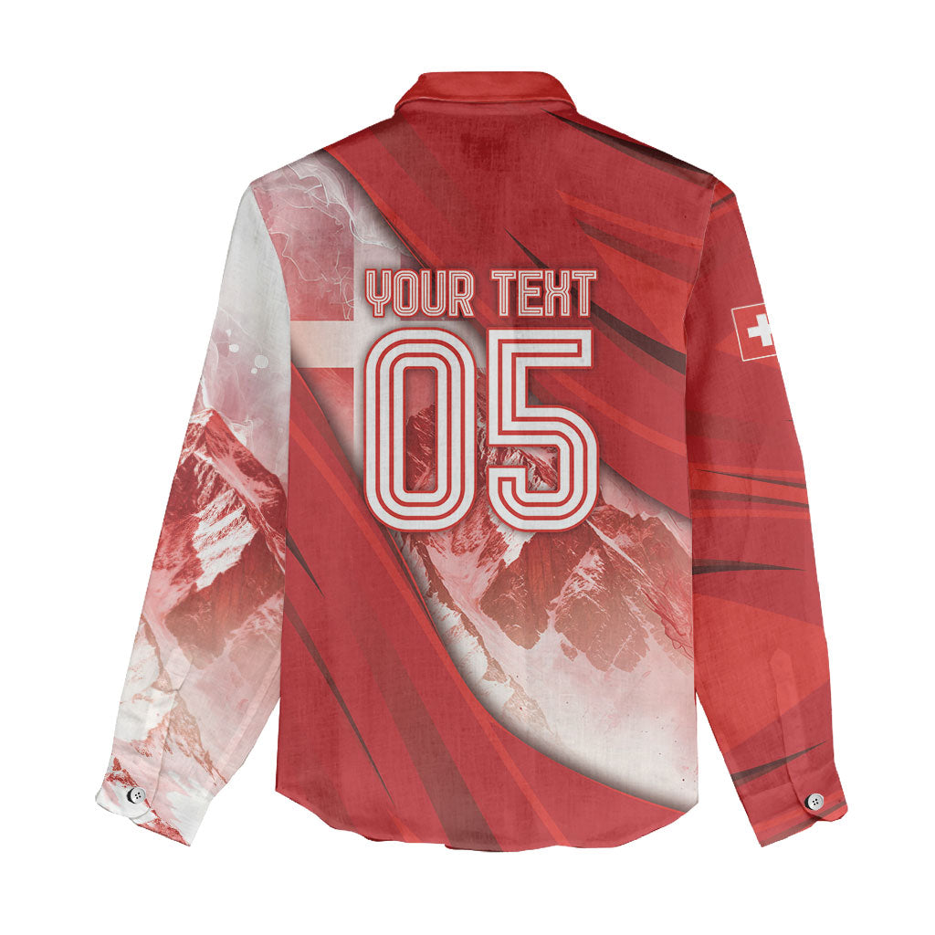 Custom Switzerland Football Women Casual Shirt Matterhorn Snow Shield