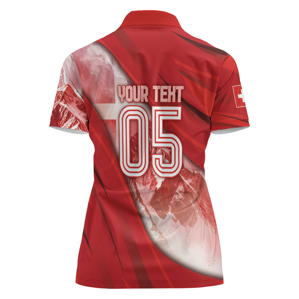 Custom Switzerland Football Women Polo Shirt Matterhorn Snow Shield