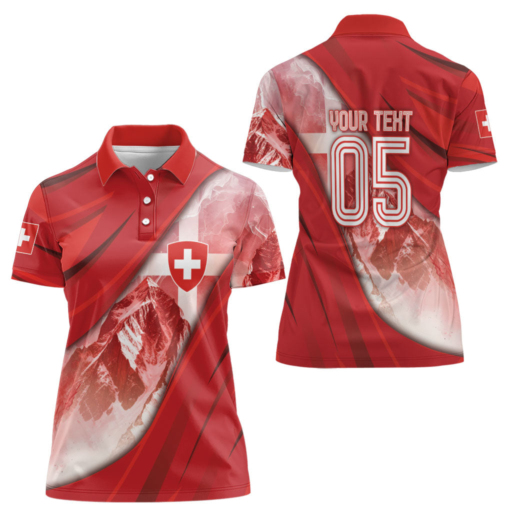 Custom Switzerland Football Women Polo Shirt Matterhorn Snow Shield