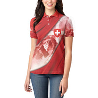 Custom Switzerland Football Women Polo Shirt Matterhorn Snow Shield