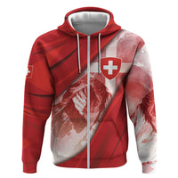Custom Switzerland Football Zip Hoodie Matterhorn Snow Shield