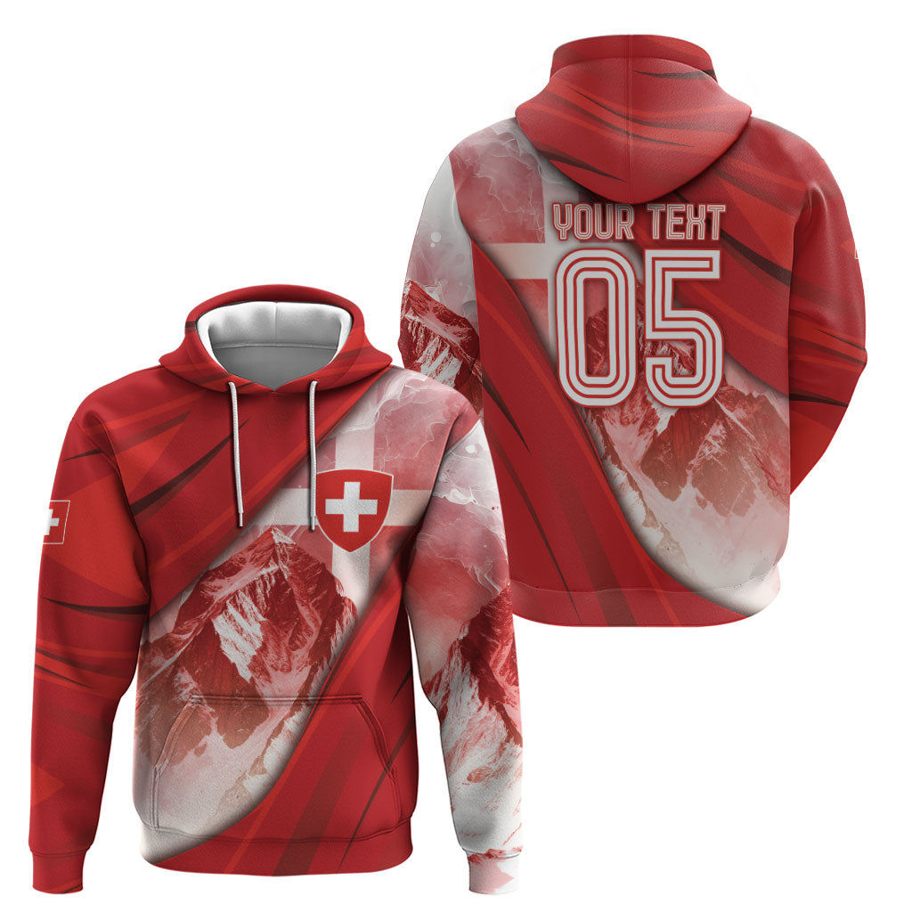 Custom Switzerland Football Zip Hoodie Matterhorn Snow Shield