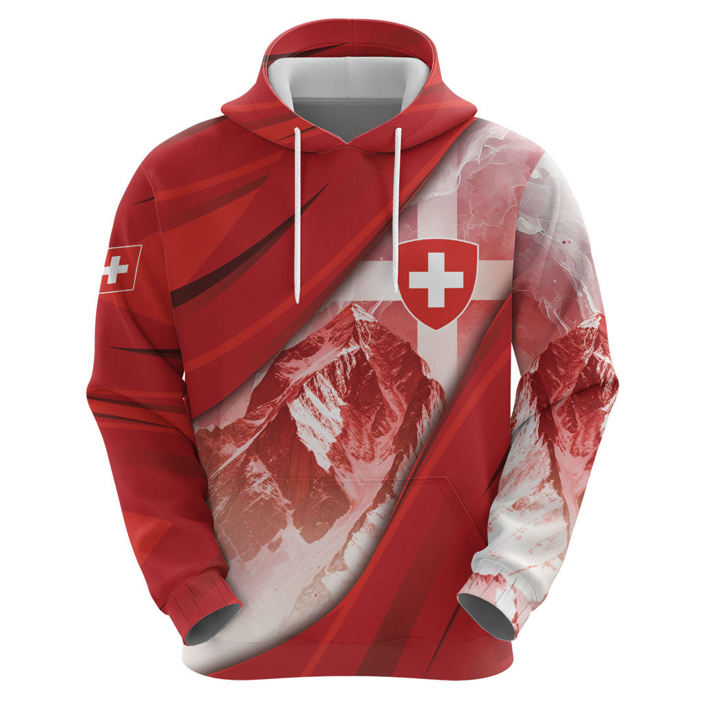 Custom Switzerland Football Zip Hoodie Matterhorn Snow Shield