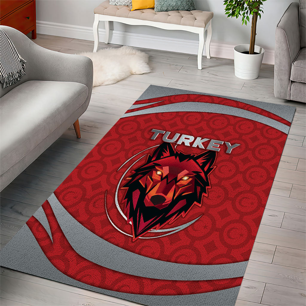 Turkey Football Area Rug Asena Wolf Crest Unique Style