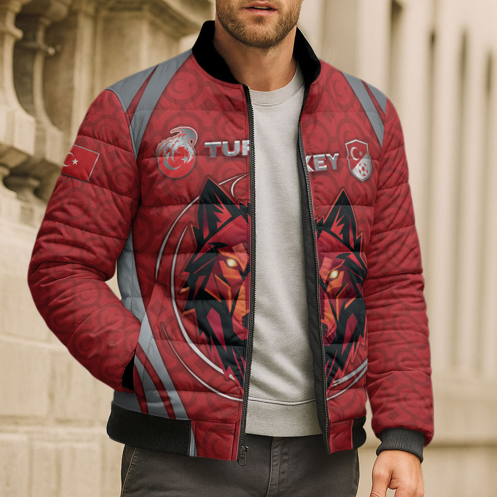 Custom Turkey Football Bomber Puffer Jacket Asena Wolf Crest Unique Style