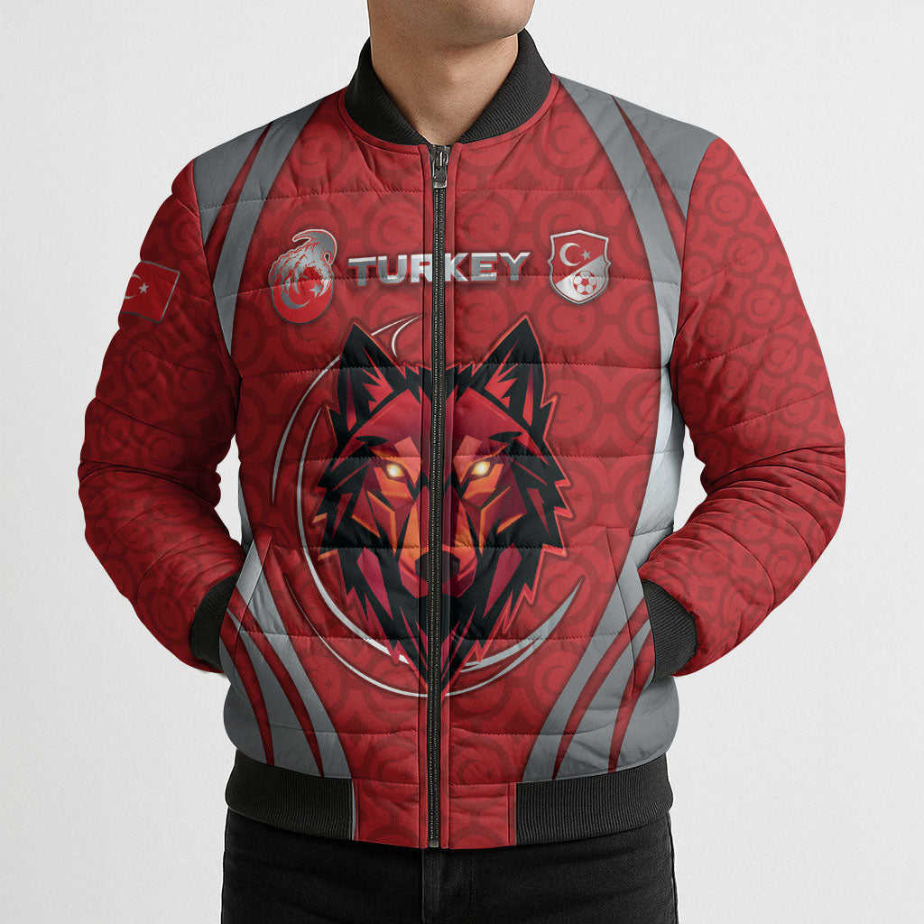 Custom Turkey Football Bomber Puffer Jacket Asena Wolf Crest Unique Style