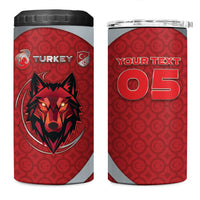 Custom Turkey Football 4 in 1 Can Cooler Tumbler Asena Wolf Crest Unique Style