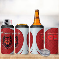 Custom Turkey Football 4 in 1 Can Cooler Tumbler Asena Wolf Crest Unique Style