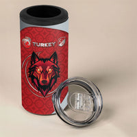 Custom Turkey Football 4 in 1 Can Cooler Tumbler Asena Wolf Crest Unique Style