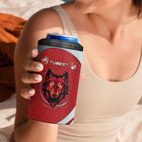 Custom Turkey Football 4 in 1 Can Cooler Tumbler Asena Wolf Crest Unique Style