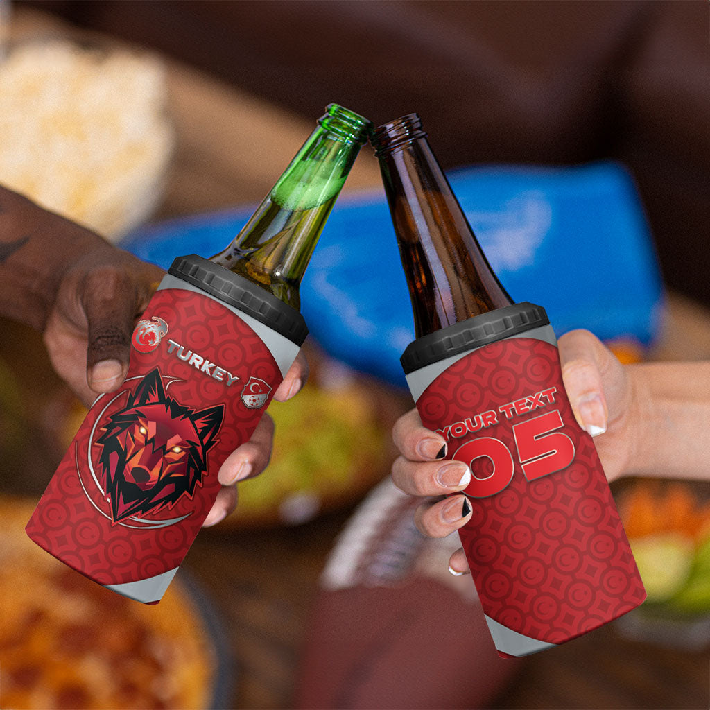Custom Turkey Football 4 in 1 Can Cooler Tumbler Asena Wolf Crest Unique Style