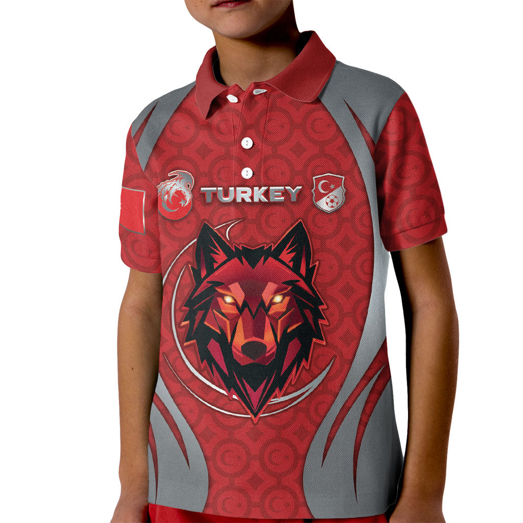 Custom Turkey Football Kid Polo Shirt Asena Wolf Crest Unique Style