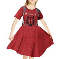 Custom Turkey Football Kid Short Sleeve Dress Asena Wolf Crest Unique Style