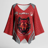 Custom Turkey Football Kimono Sleeve Blouse Asena Wolf Crest Unique Style
