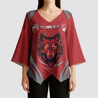 Custom Turkey Football Kimono Sleeve Blouse Asena Wolf Crest Unique Style