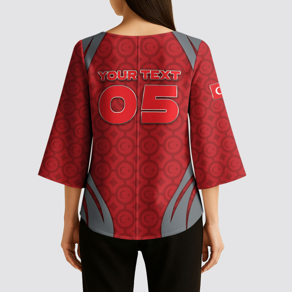 Custom Turkey Football Kimono Sleeve Blouse Asena Wolf Crest Unique Style