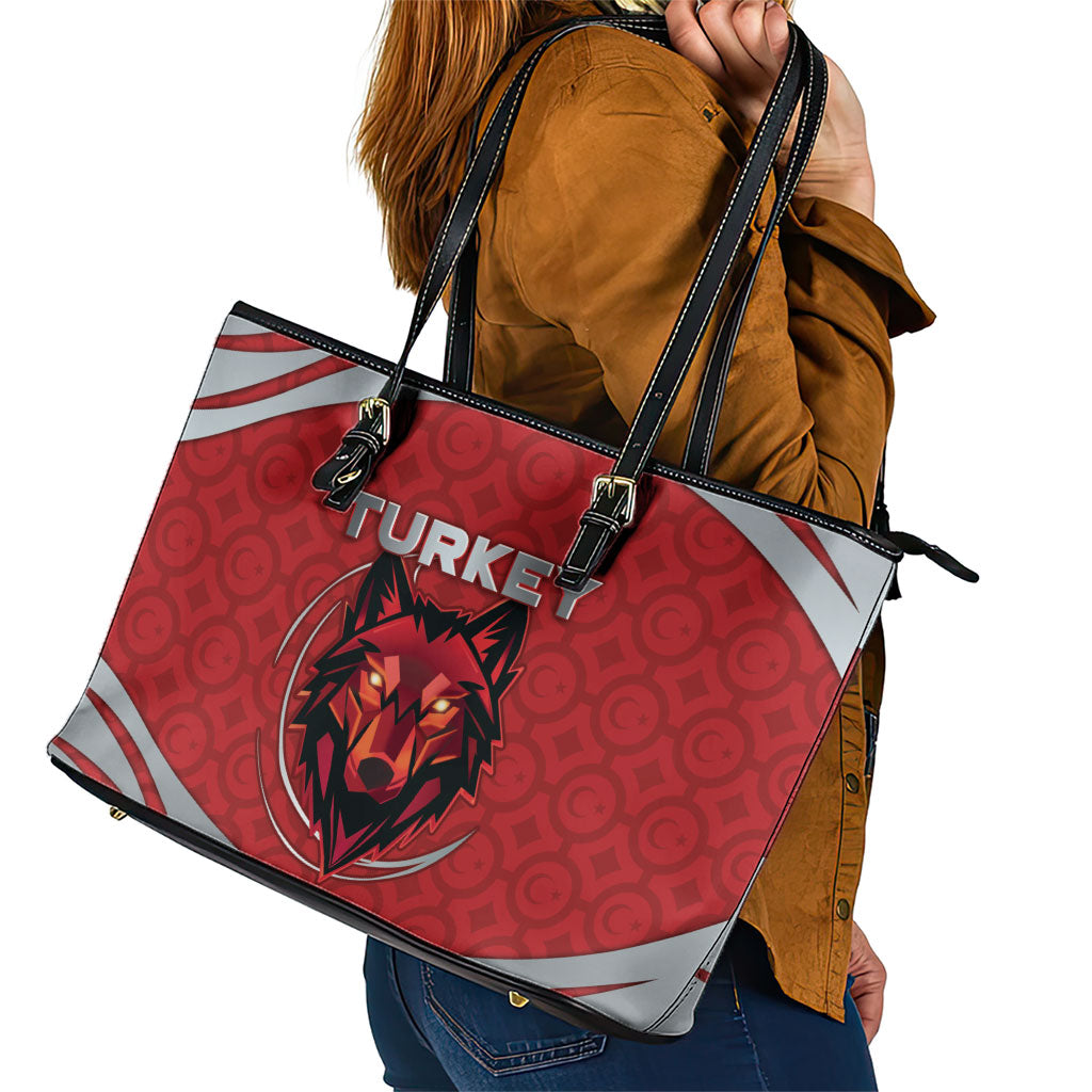 Turkey Football Leather Tote Bag Asena Wolf Crest Unique Style