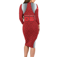 Custom Turkey Football Long Sleeve Bodycon Dress Asena Wolf Crest Unique Style