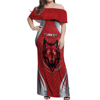 Custom Turkey Football Off Shoulder Maxi Dress Asena Wolf Crest Unique Style