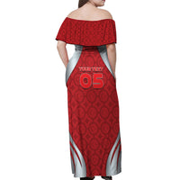 Custom Turkey Football Off Shoulder Maxi Dress Asena Wolf Crest Unique Style