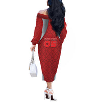 Custom Switzerland Football Off The Shoulder Long Sleeve Dress Asena Wolf Crest Unique Style