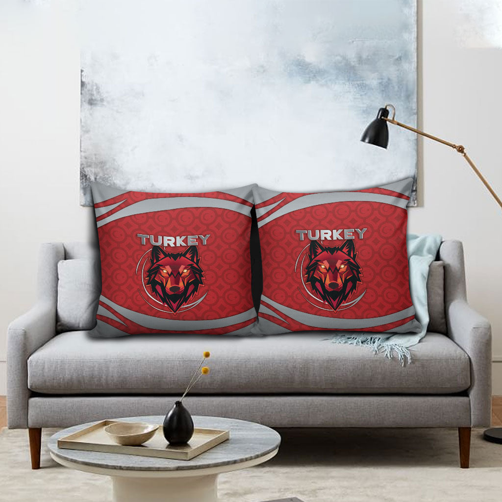Turkey Football Pillow Cover Asena Wolf Crest Unique Style