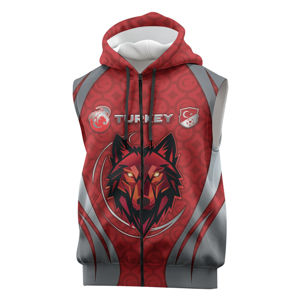 Custom Turkey Football Sleeveless Zip Hoodie Asena Wolf Crest Unique Style