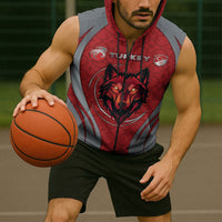 Custom Turkey Football Sleeveless Zip Hoodie Asena Wolf Crest Unique Style