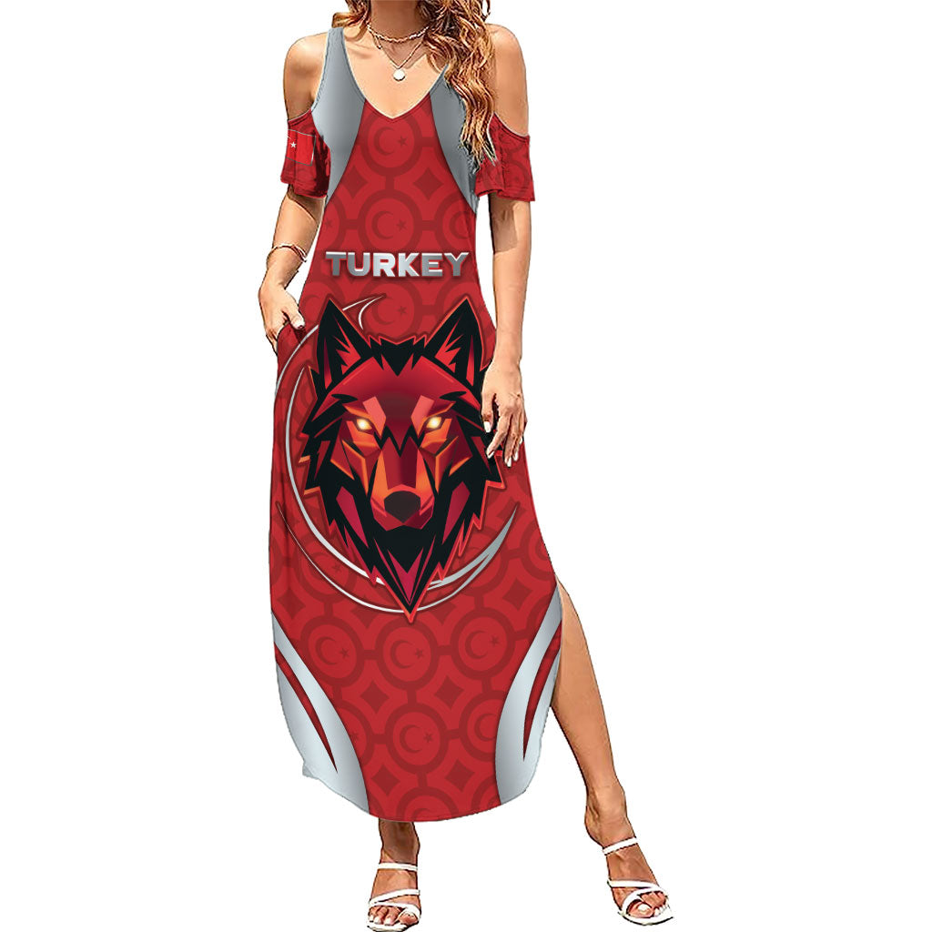 Custom Turkey Football Summer Maxi Dress Asena Wolf Crest Unique Style