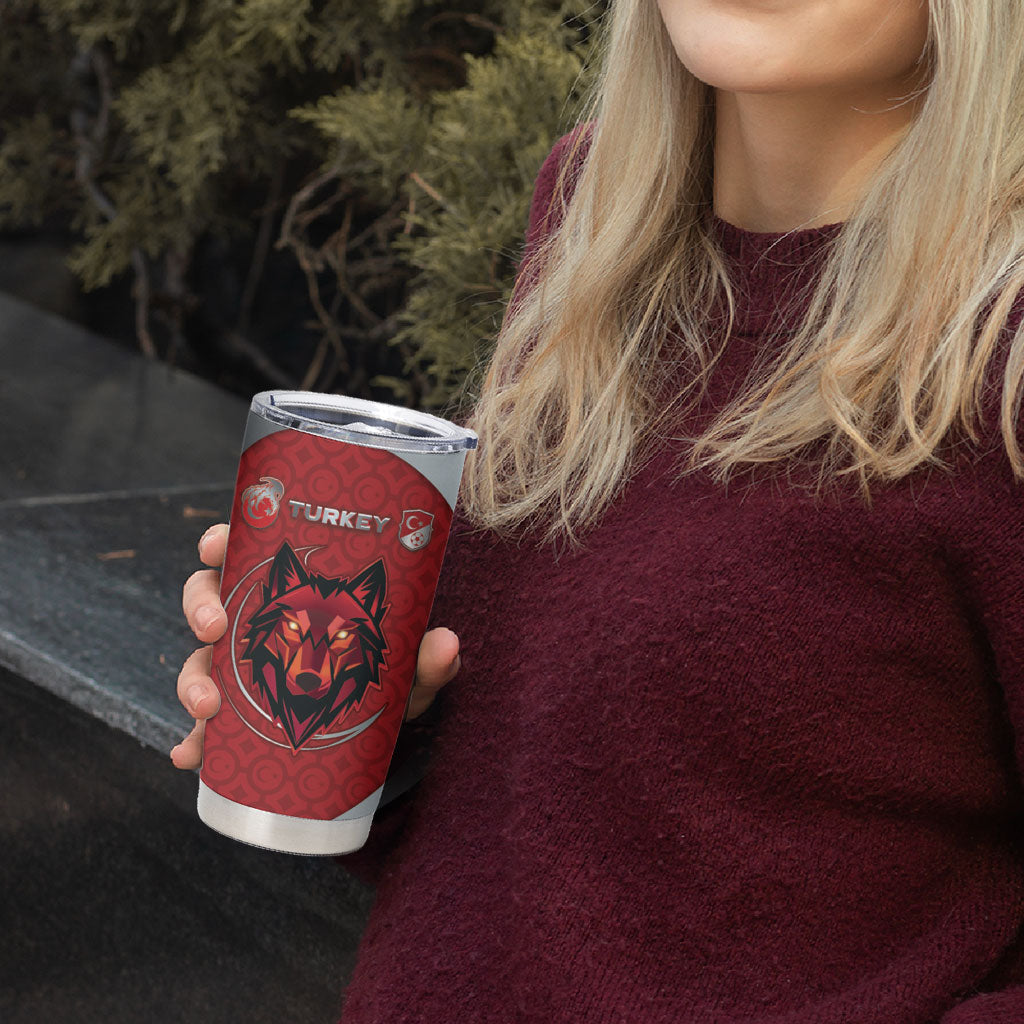 Custom Turkey Football Tumbler Cup Asena Wolf Crest Unique Style