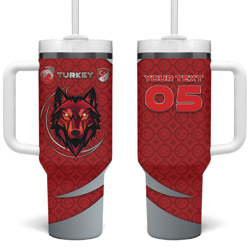 Custom Turkey Football Tumbler With Handle Asena Wolf Crest Unique Style