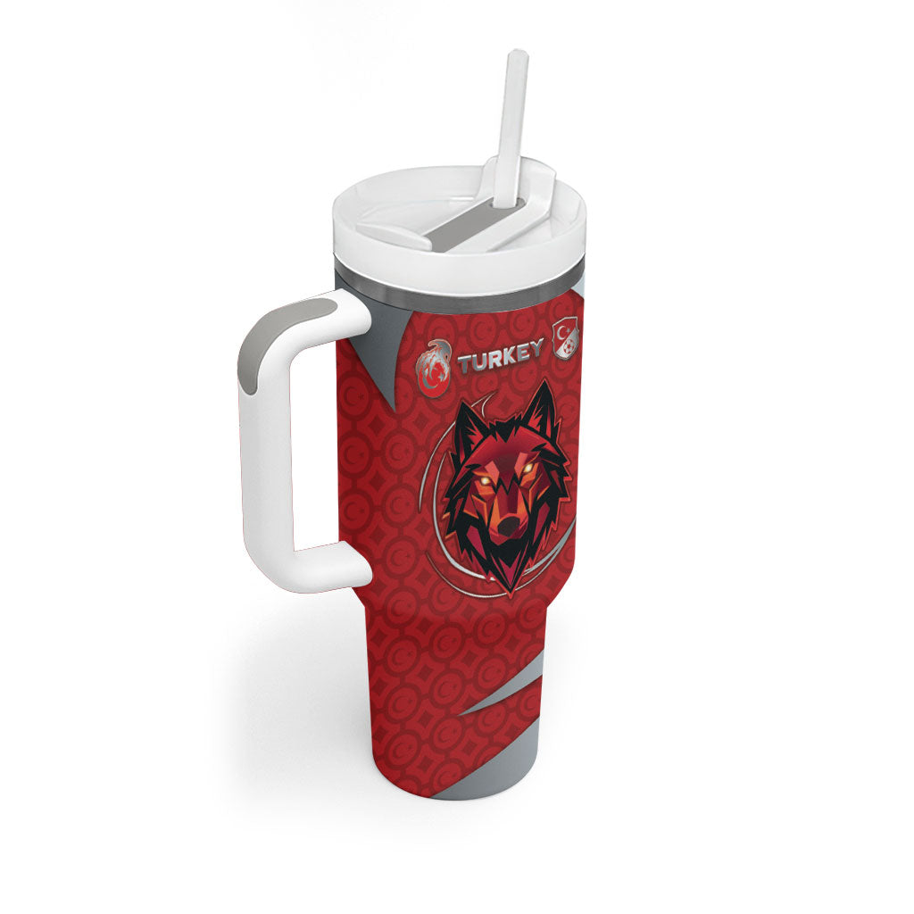 Custom Turkey Football Tumbler With Handle Asena Wolf Crest Unique Style