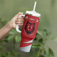 Custom Turkey Football Tumbler With Handle Asena Wolf Crest Unique Style