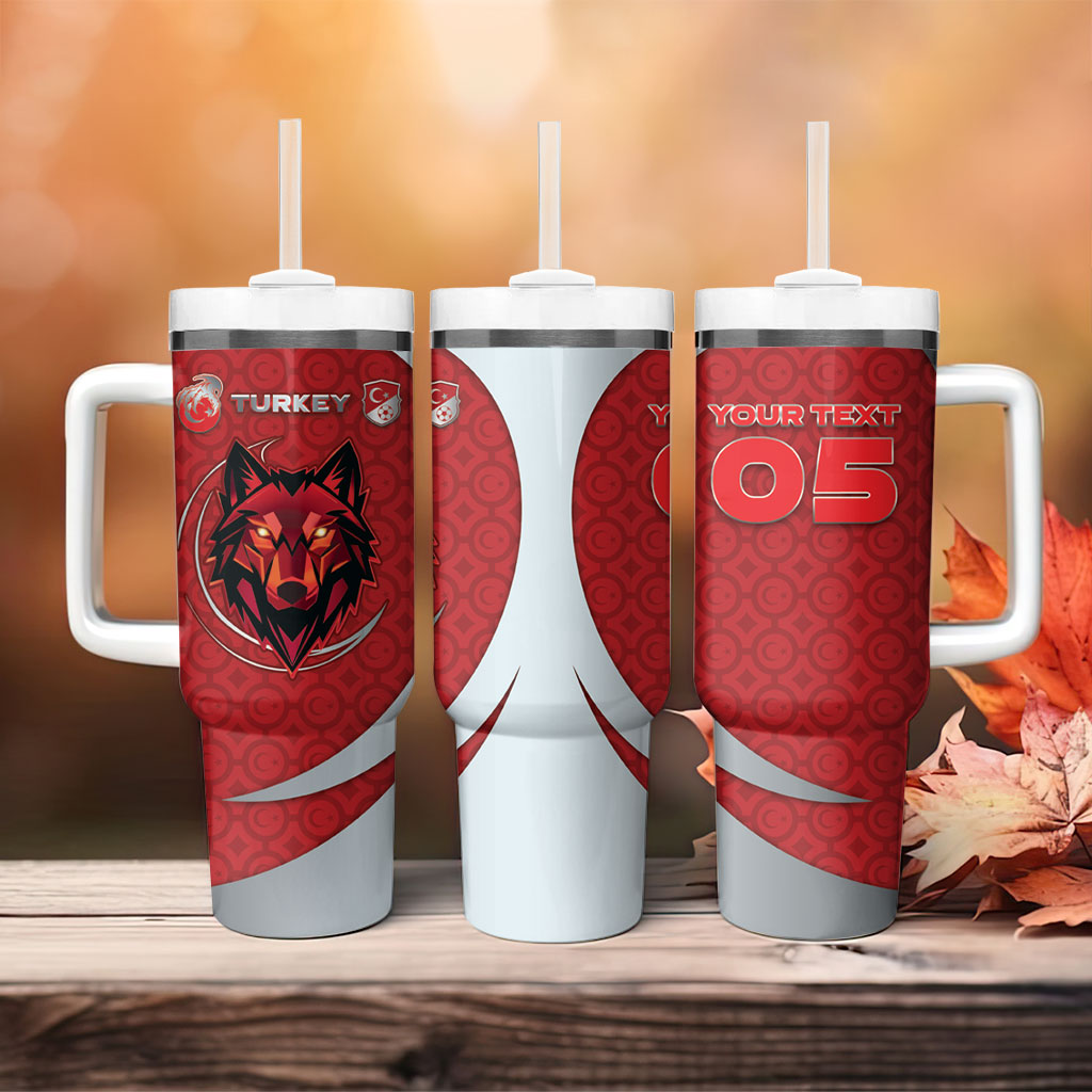 Custom Turkey Football Tumbler With Handle Asena Wolf Crest Unique Style
