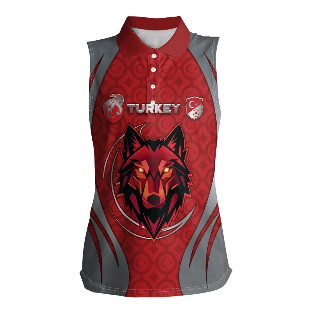 Custom Turkey Football Women Sleeveless Polo Shirt Asena Wolf Crest Unique Style