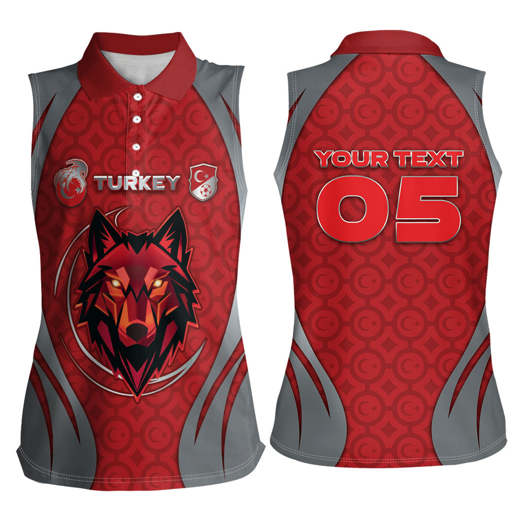 Custom Turkey Football Women Sleeveless Polo Shirt Asena Wolf Crest Unique Style