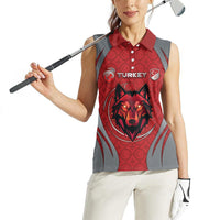 Custom Turkey Football Women Sleeveless Polo Shirt Asena Wolf Crest Unique Style