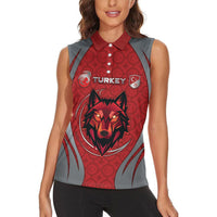 Custom Turkey Football Women Sleeveless Polo Shirt Asena Wolf Crest Unique Style